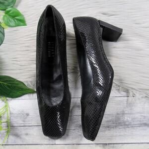 STUART WEITZMAN Vintage Black Snakeskin Embossed Pumps Women’s Size 8.5